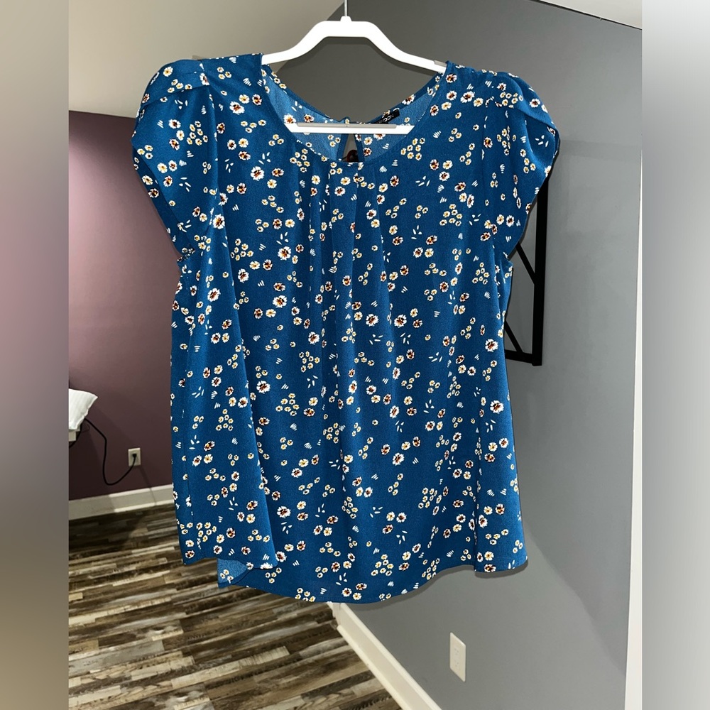 Papermoon blue floral blouse 1X